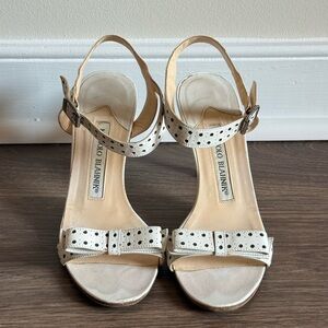 Manolo Blahnik white leather sandals